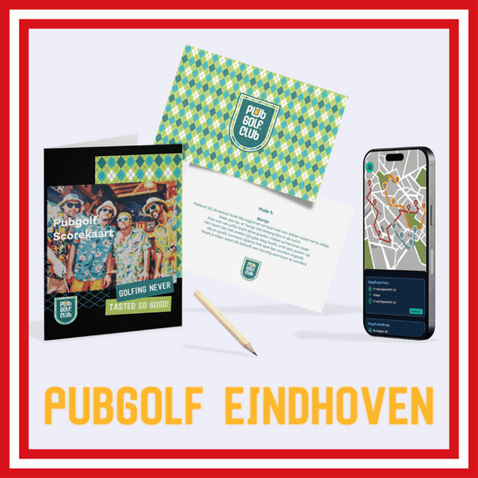 PubGolf Eindhoven pakket met scorekaarten, opdrachtenkaart, potlood en digitale kroegentocht via Google Maps