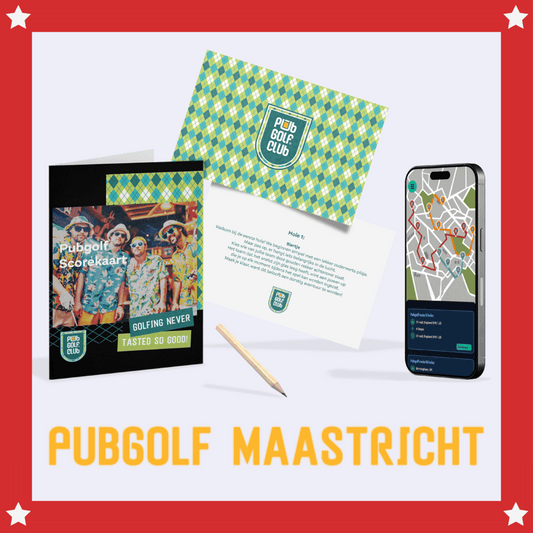 PubGolf Maastricht pakket met scorekaart, route via Google Maps en spelkaarten voor een complete kroegentocht in de stad